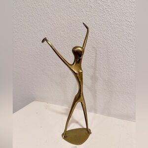 Vintage Solid Brass Abstract Figure Sculpture Mid Century Modern